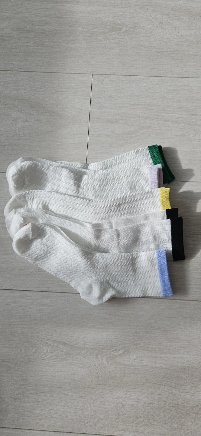 Set of 5 Coloured Cuff White Socks