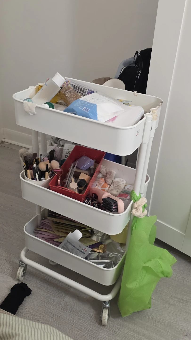 White 3-Tier Rolling Storage Cart