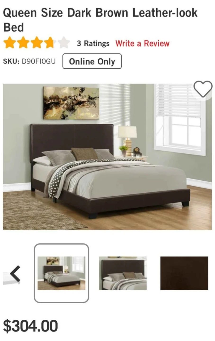 Queen Size Dark Brown Leather-look Bed - photo 4