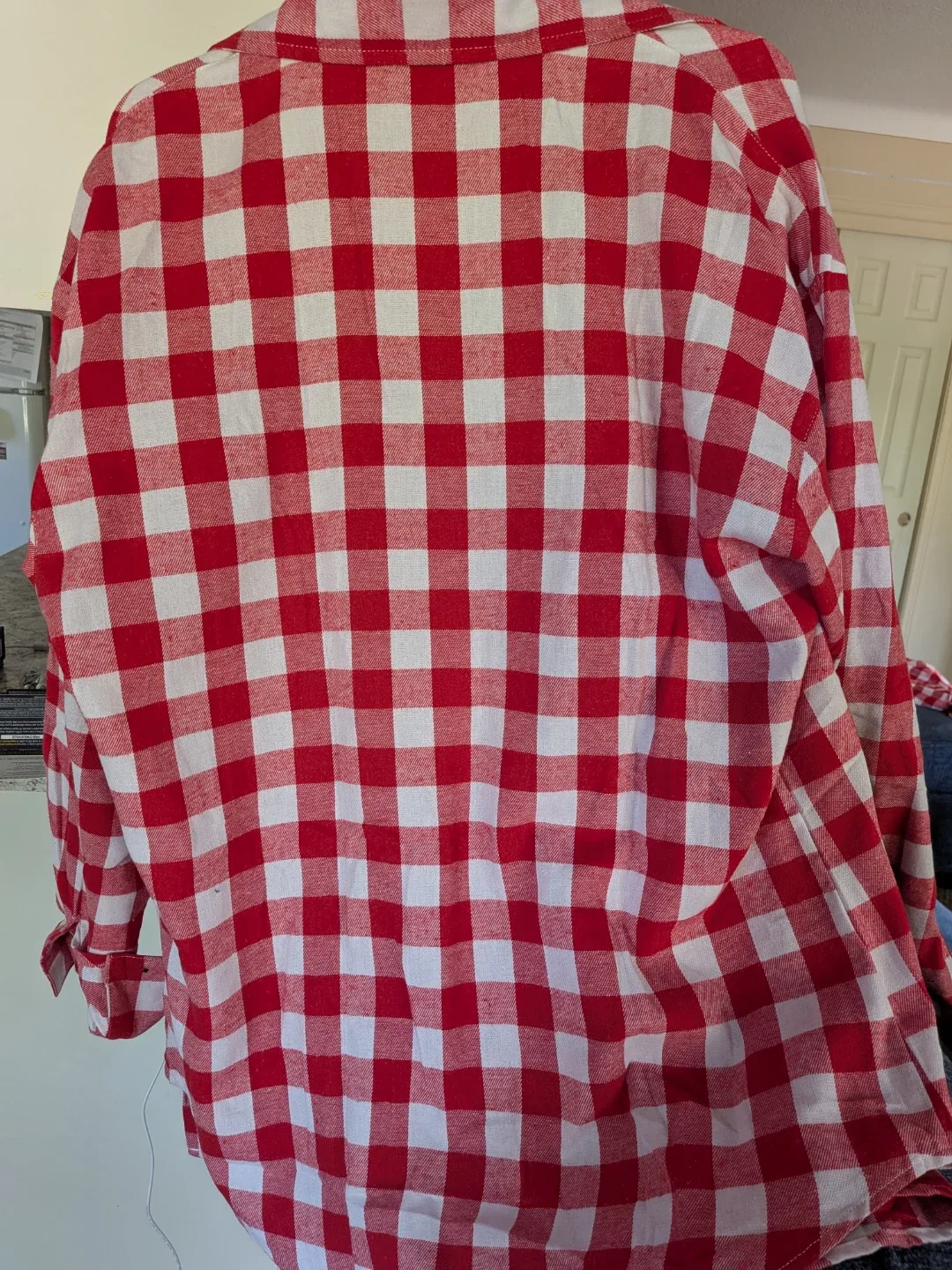 Red and white gingham button-down shirt - photo 2