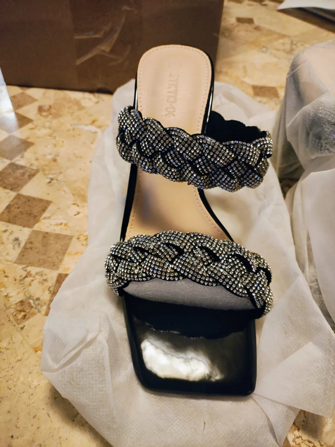 SYRTKMX Rhinestone Block Heel Sandals - photo 3