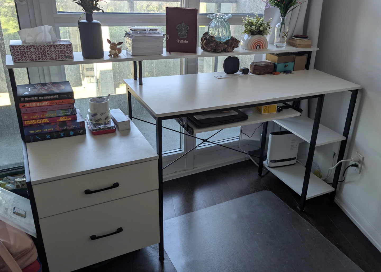 Rolanstar Computer Desk 63" with Power Outlet & LED Light