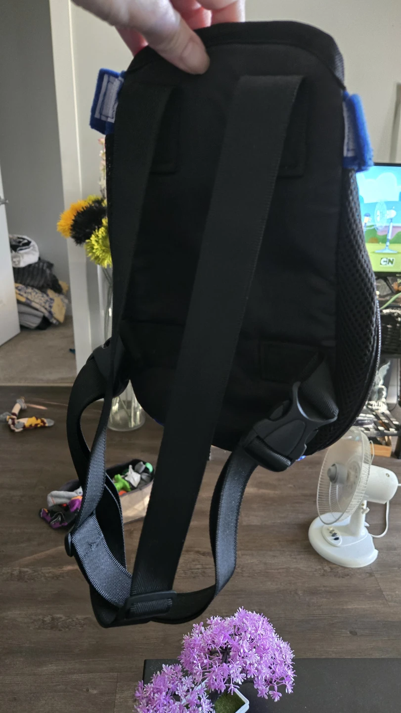 Blue and black pet carrier backpack