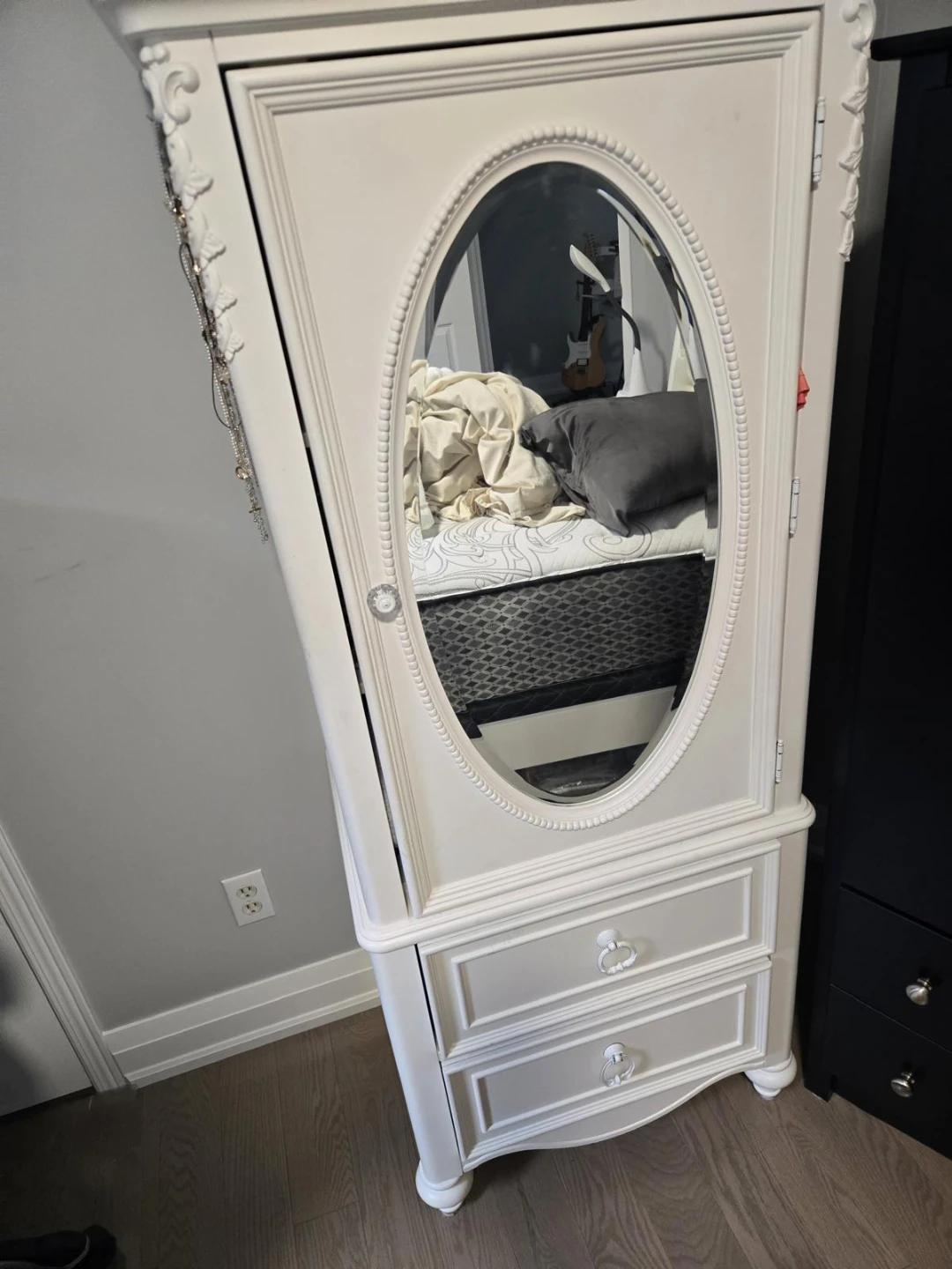 White Upholstered Bed Frame and Nightstand Set - photo 5