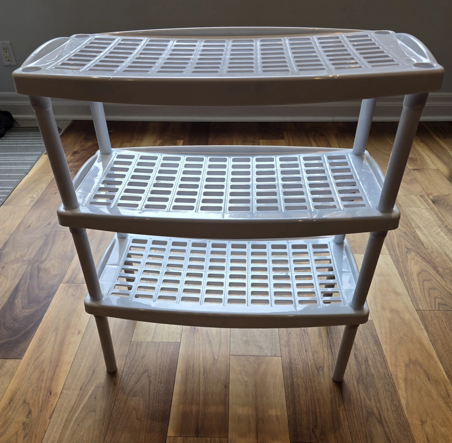 Three-Tier White Plastic Utility Shelf