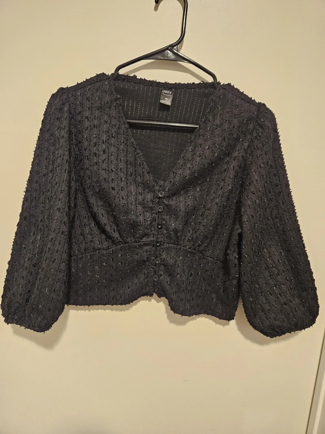 Dazy Black V-Neck Blouse