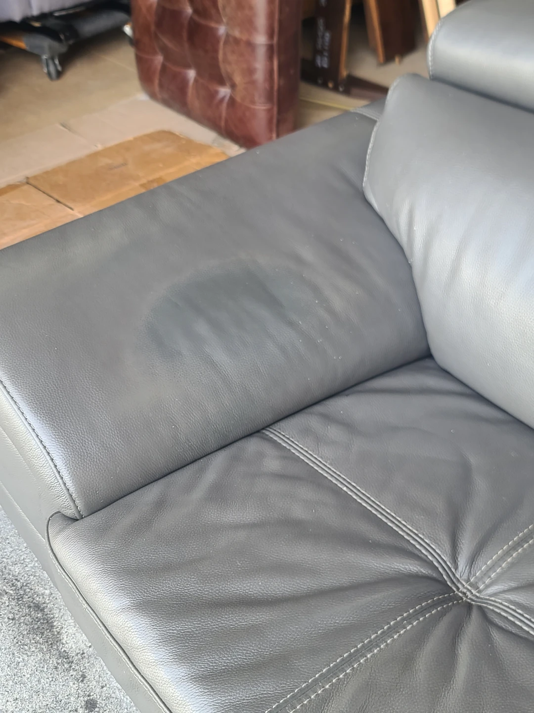 Modern Grey Leather Sofa - photo 4