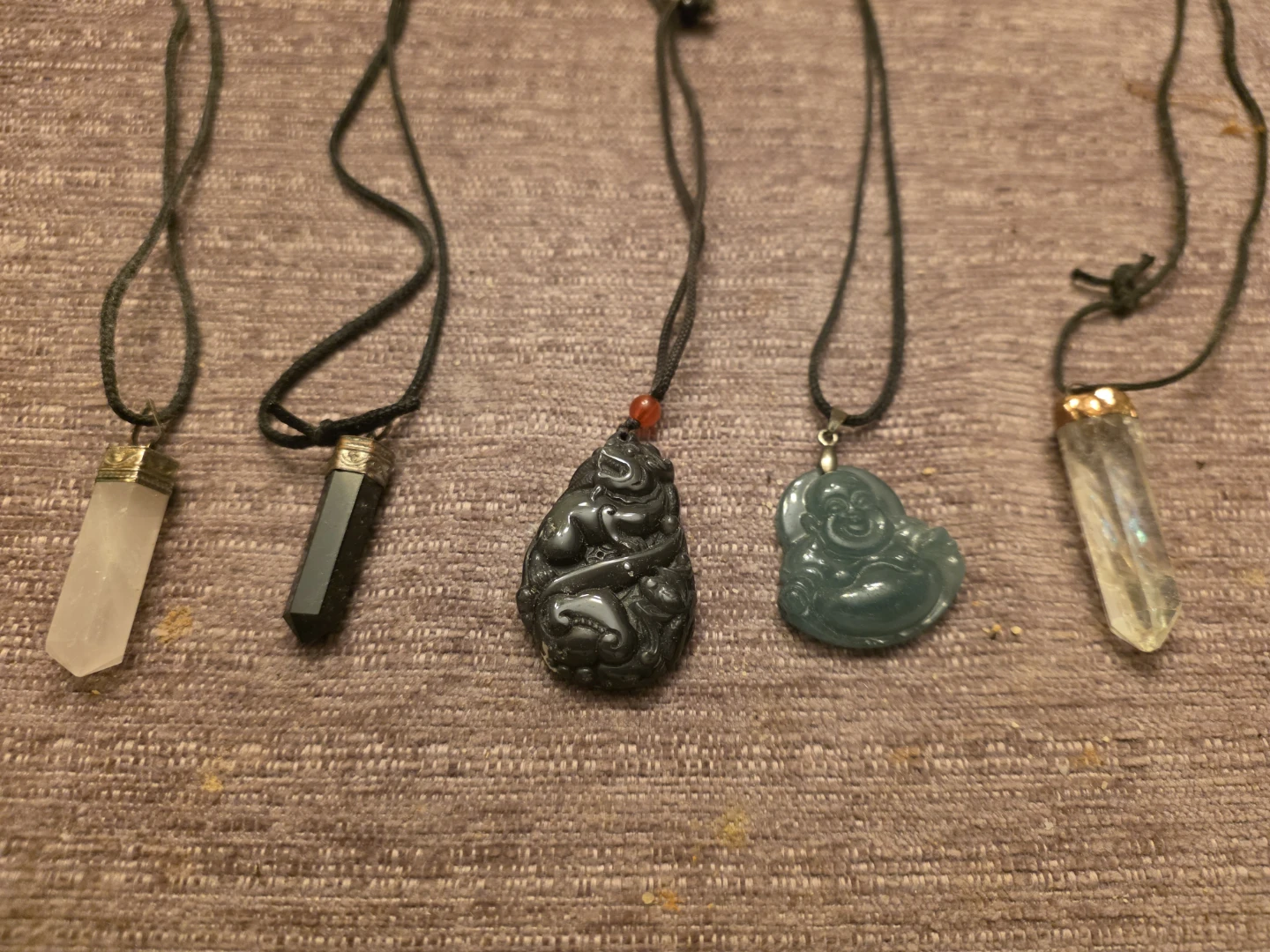 Set of 5 Crystal and Stone Pendants