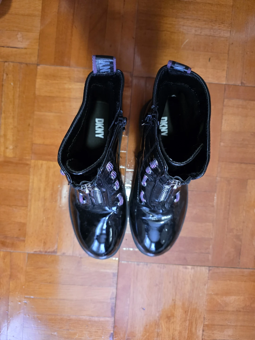 DKNY Black Patent Combat Boots - photo 2
