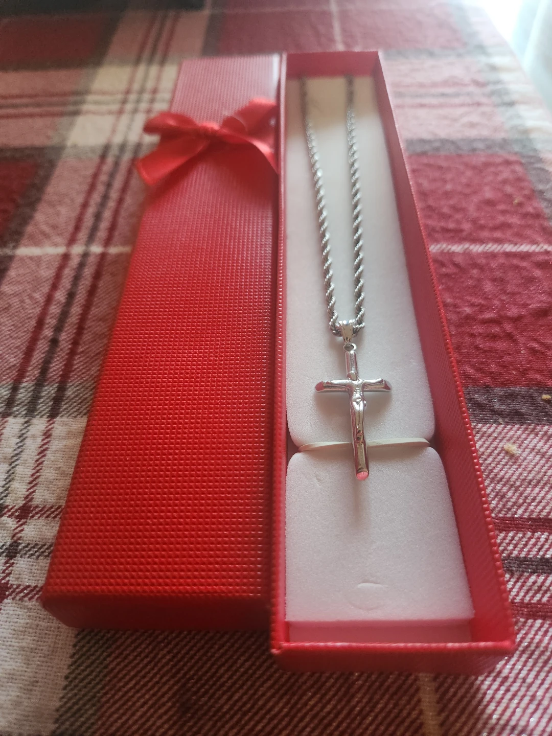 Silver-tone crucifix pendant necklace
