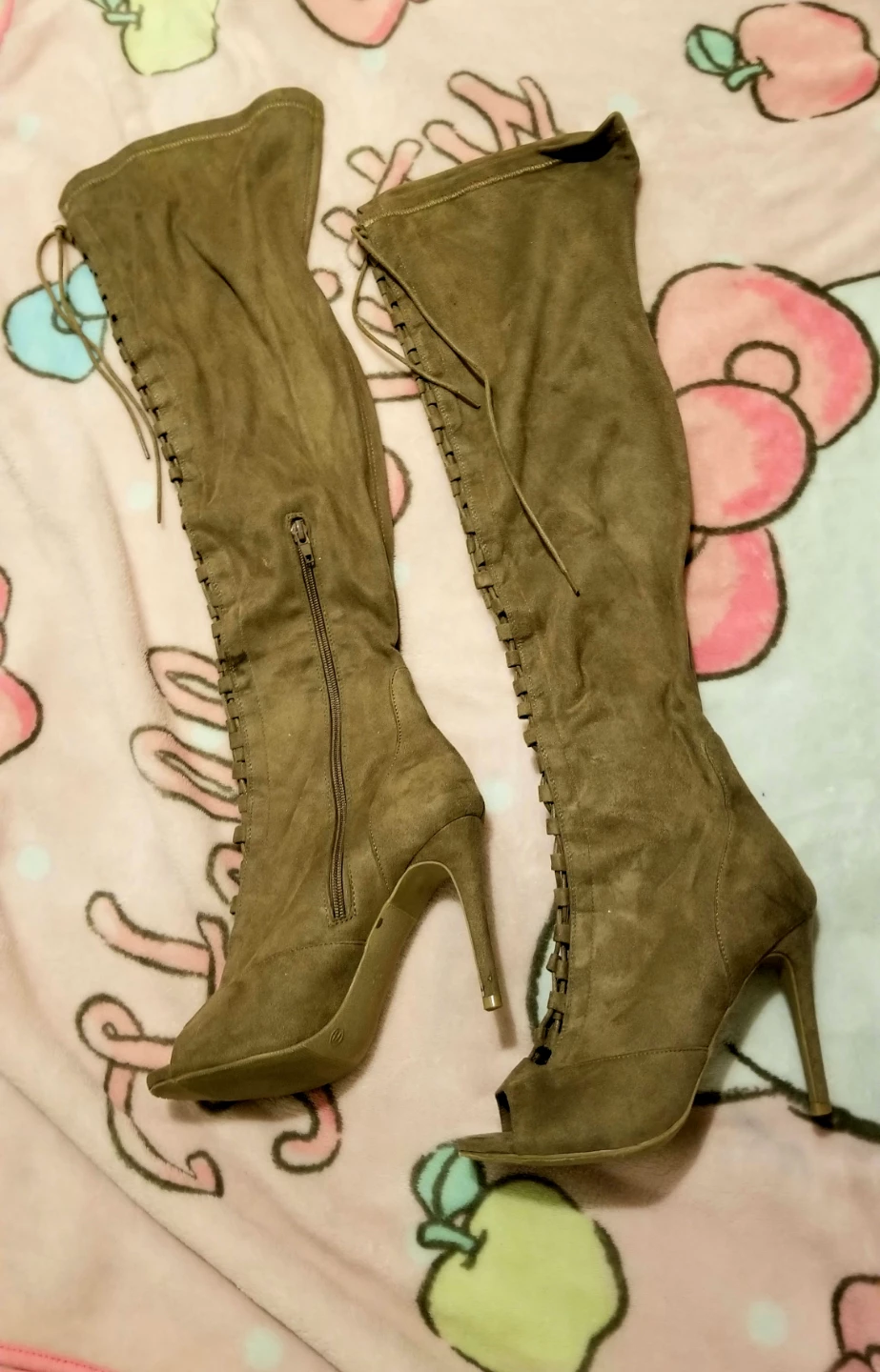GoJane Suede Lace-Up Peep-Toe Boots - photo 3