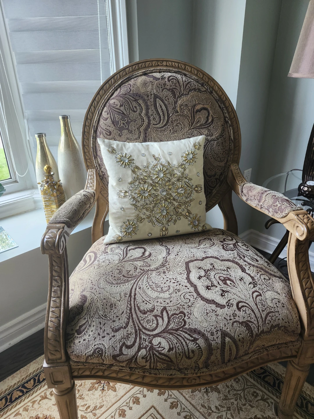 Classic Accent Armchair with Paisley Upholstery