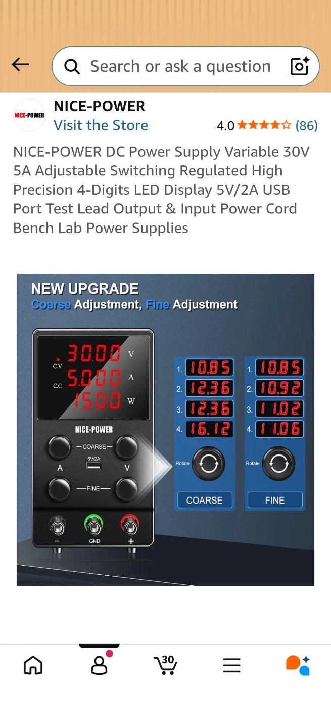NICE-POWER DC Variable Bench Power Supply 30V 5A - photo 4