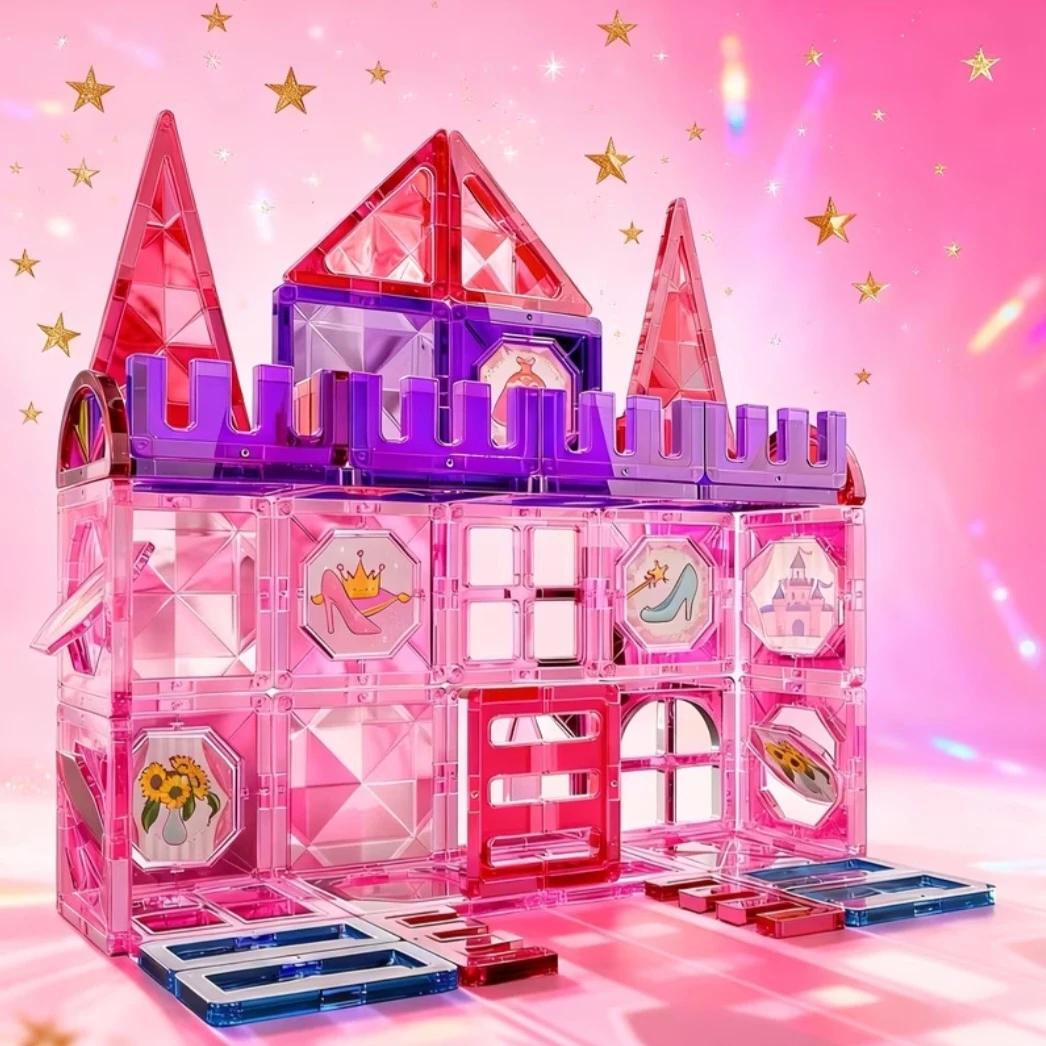 54 PCS Magnet Building Tiles Princess Castle Set - photo 2