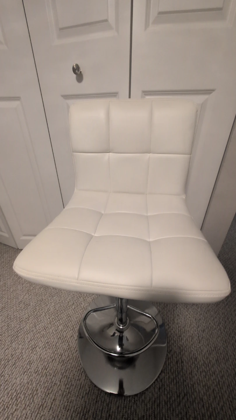 White Faux Leather Swivel Bar Stool