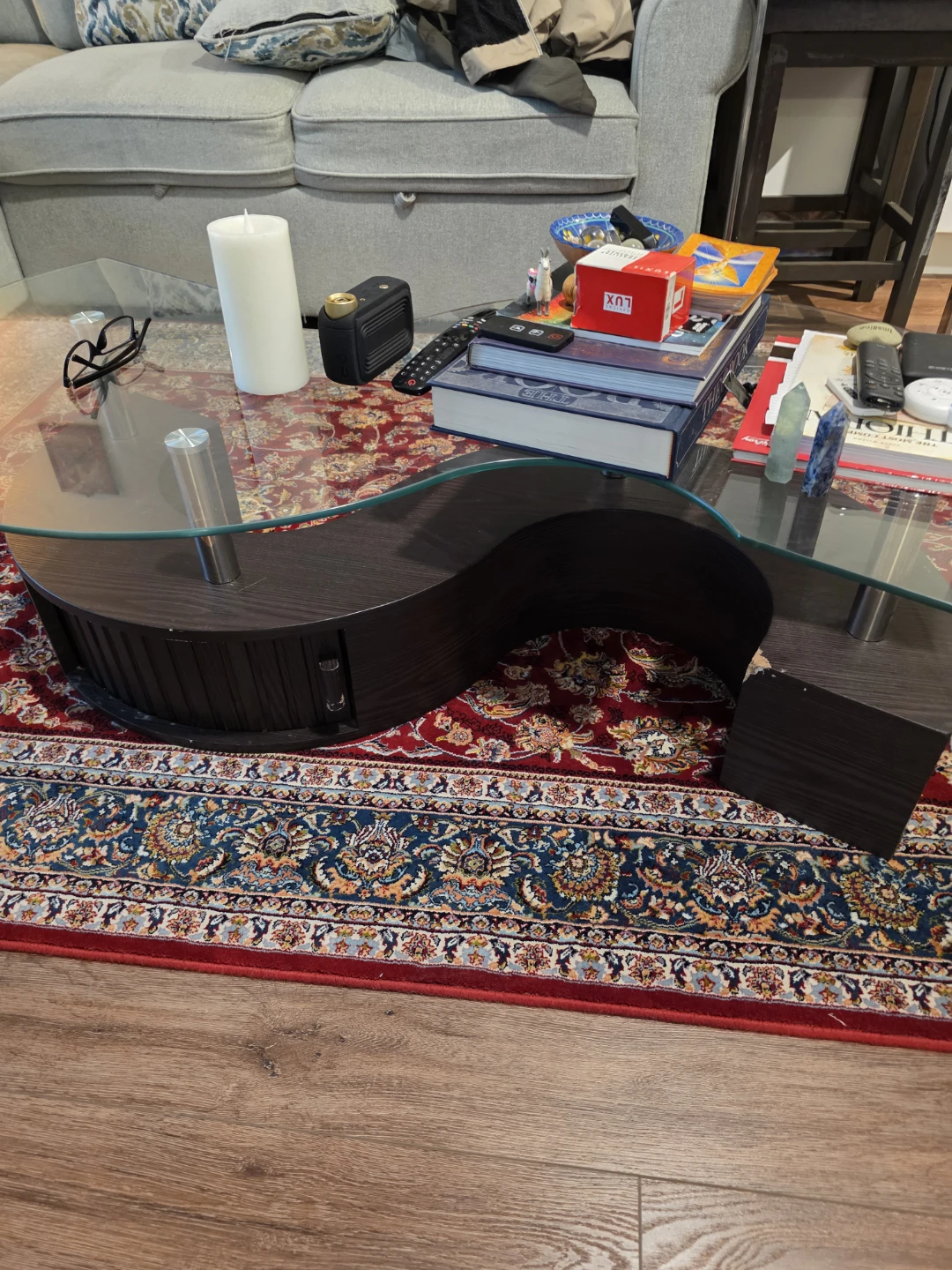 Modern S-Shaped Glass Coffee Table