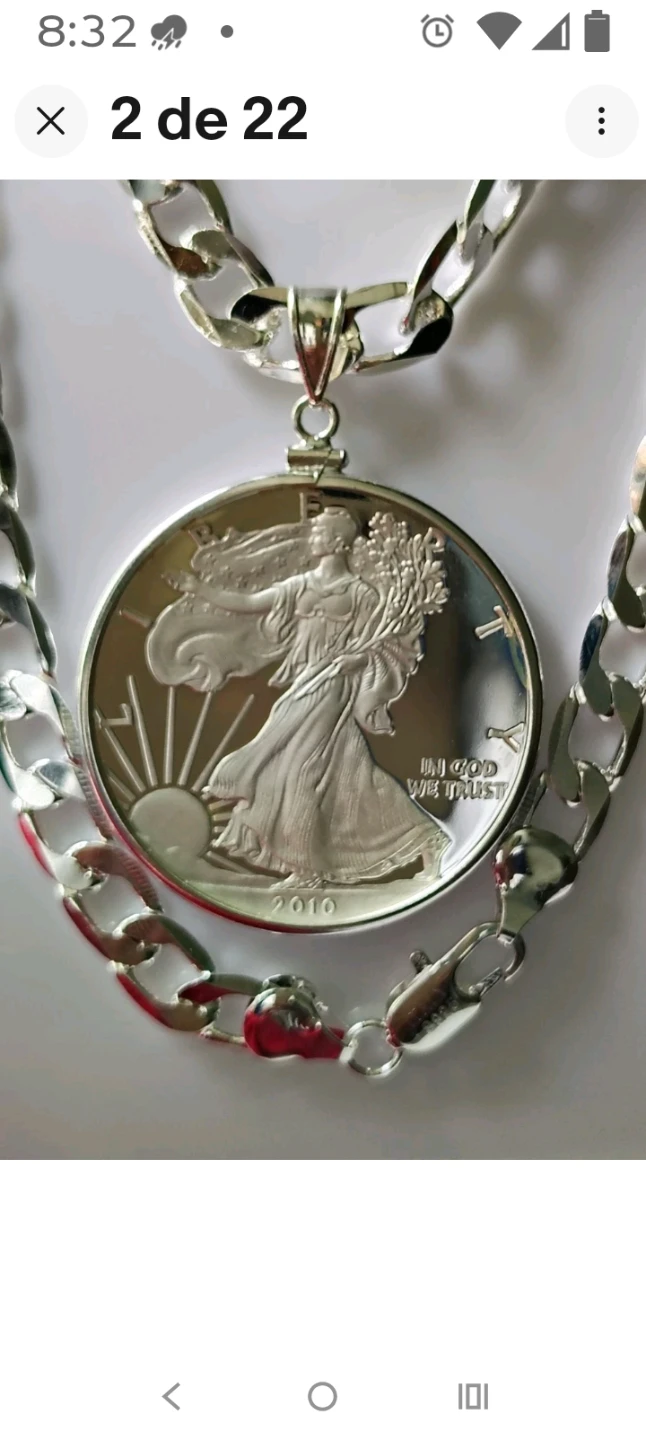 2010 American Silver Eagle Coin Pendant Necklace