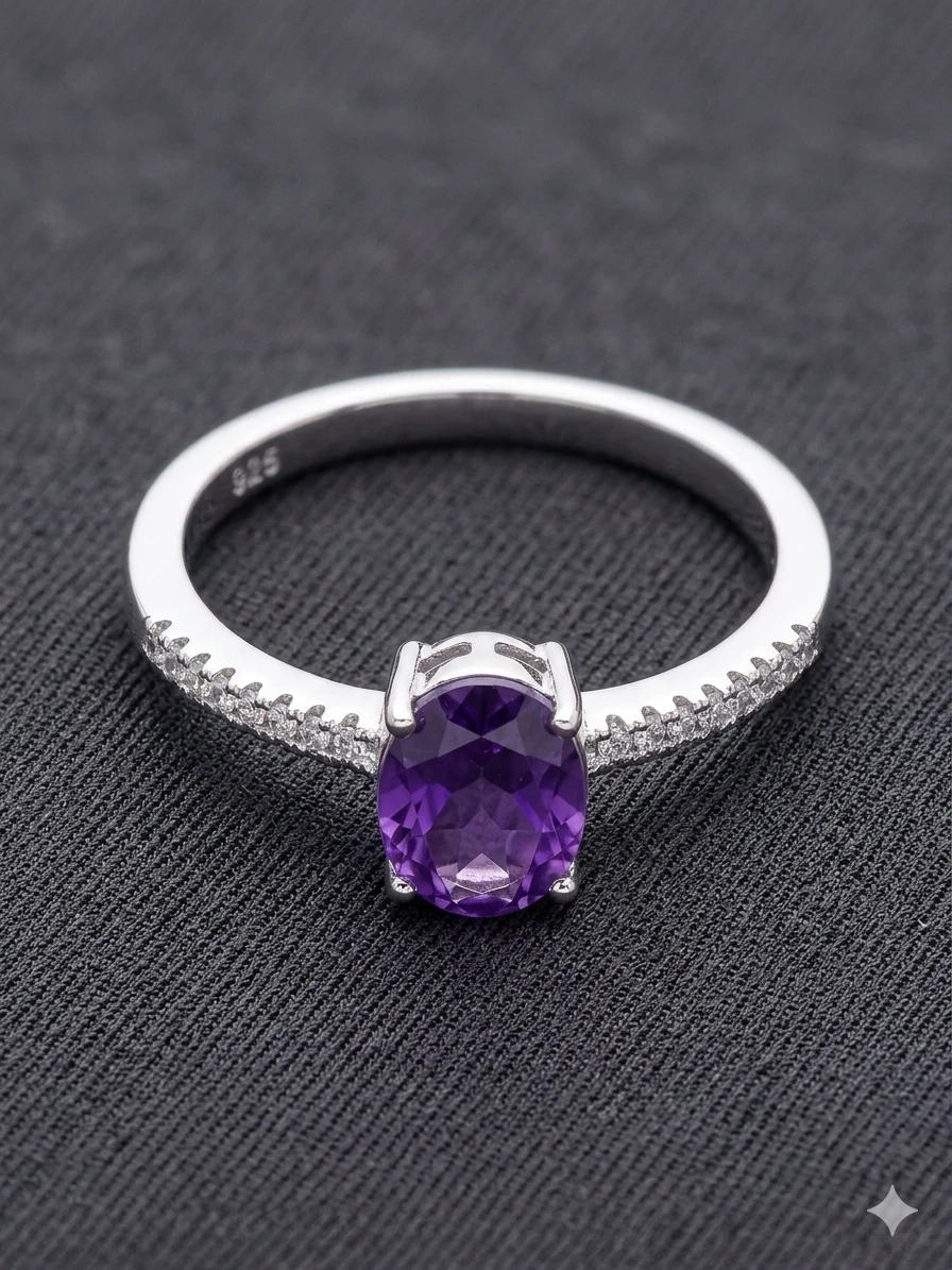 Amethyst and Sterling Silver Ring