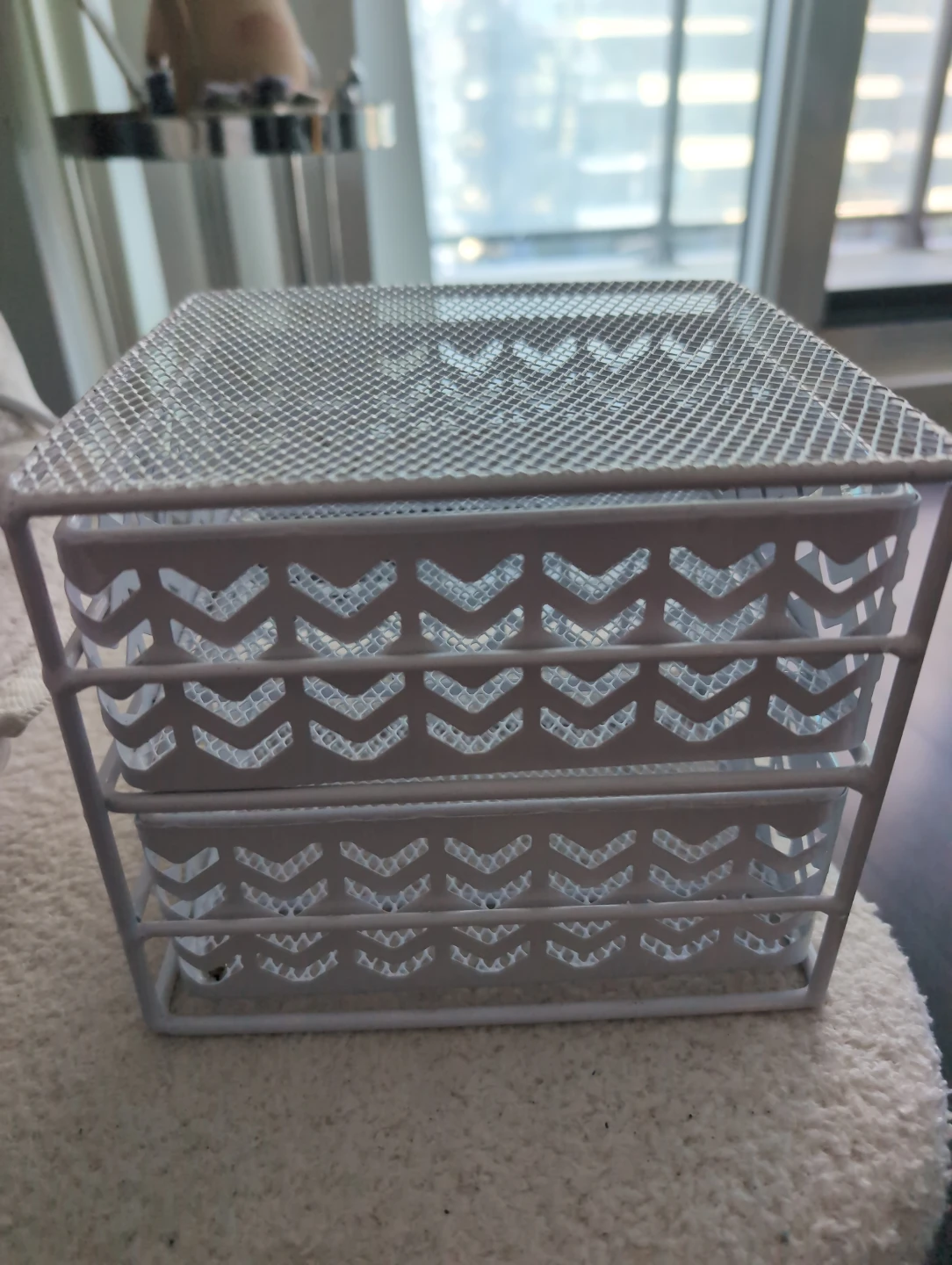 White Two-Drawer Metal Organizer - photo 2