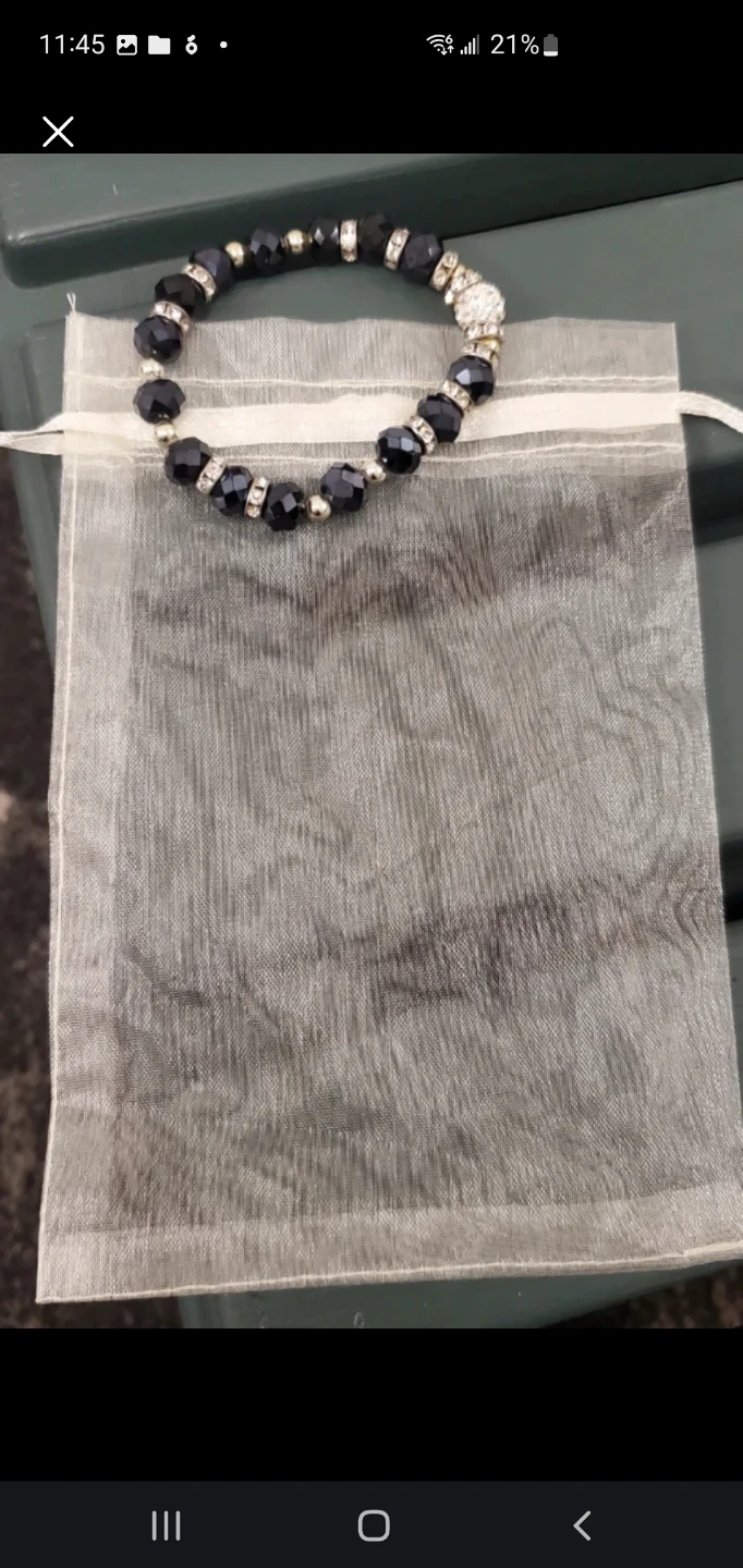 Black crystal and rhinestone bead bracelet🏈