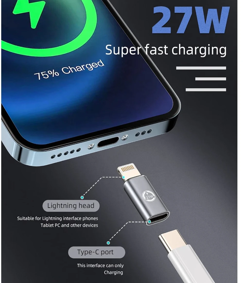 USB-C Female to Lightning Male Charging Adapter - photo 2