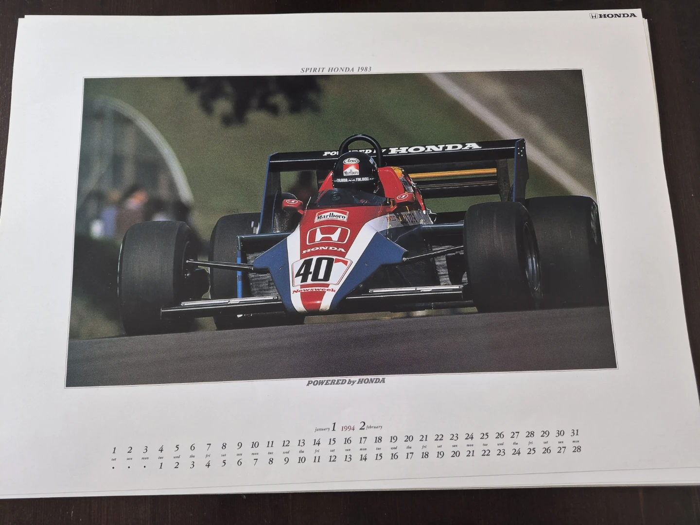 Vintage 1994 Honda Formula 1 Racing Calendar🏈