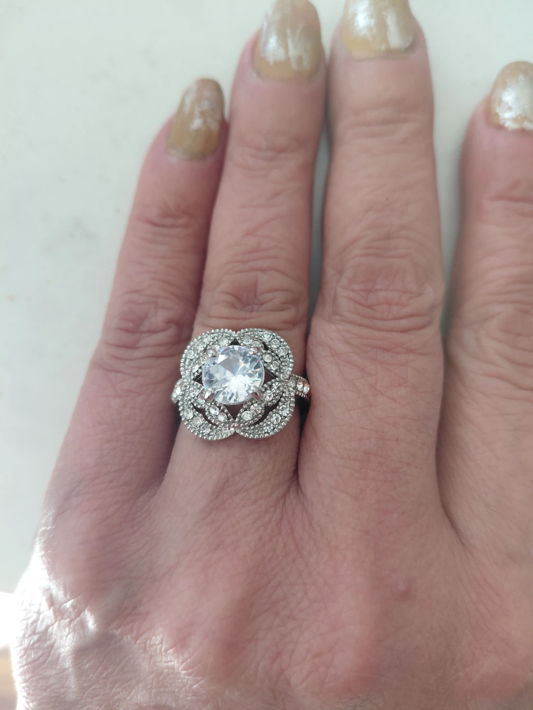Floral Style Cubic Zirconia Ring - photo 2
