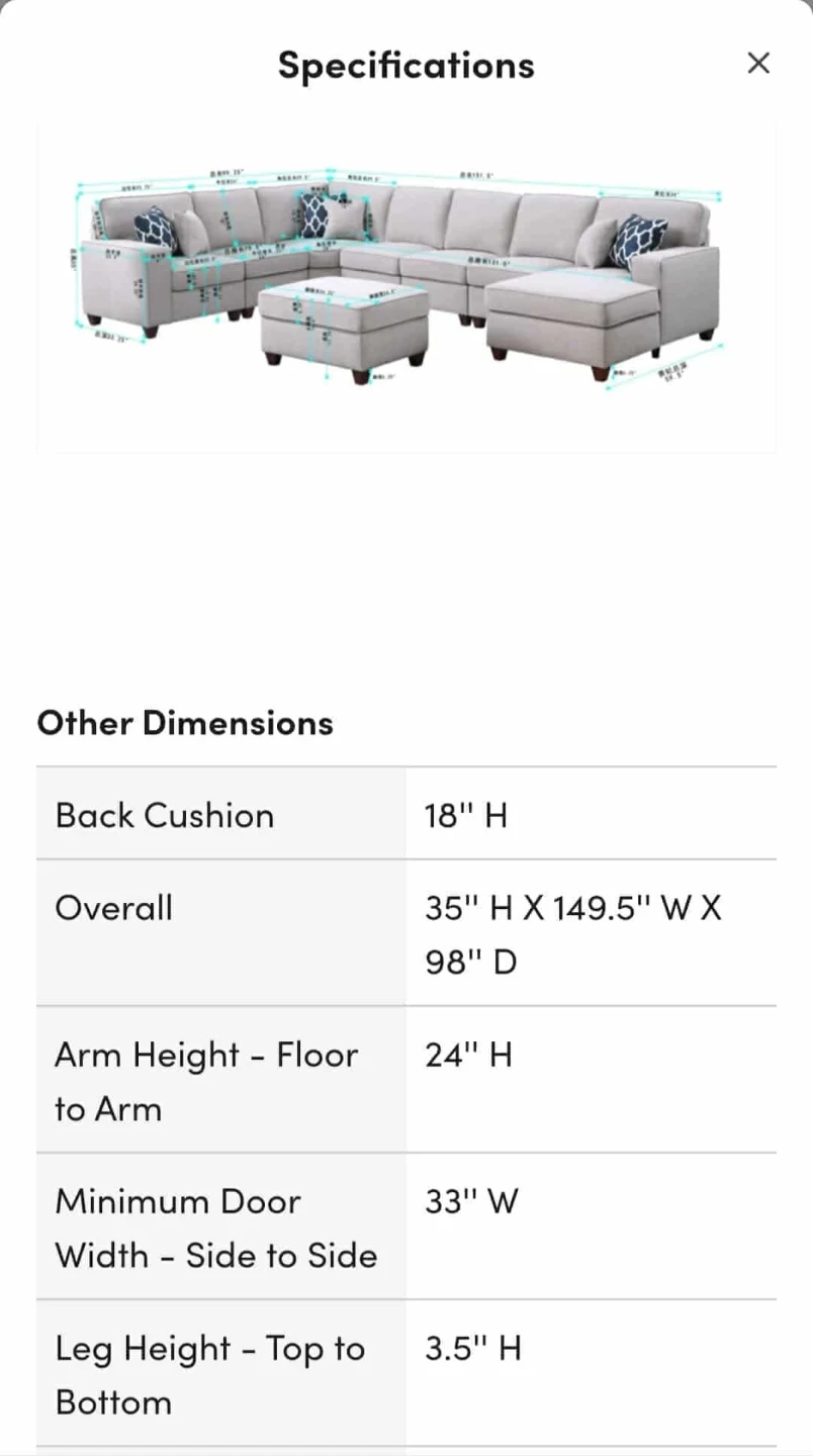 Light Grey Polyester U-Shaped Sofa with Ottoman and Chaise - photo 5
