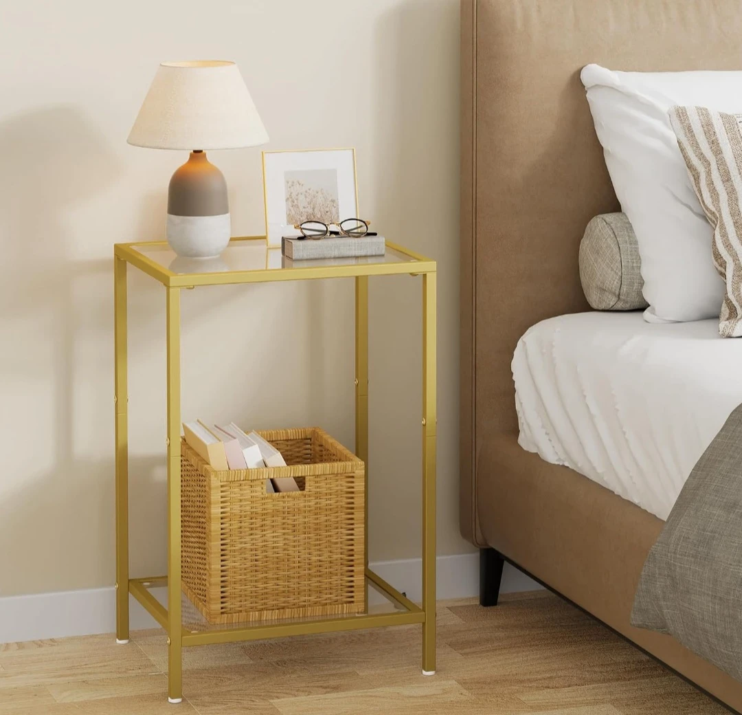 Set Gold Metal and Glass Side Table - photo 4