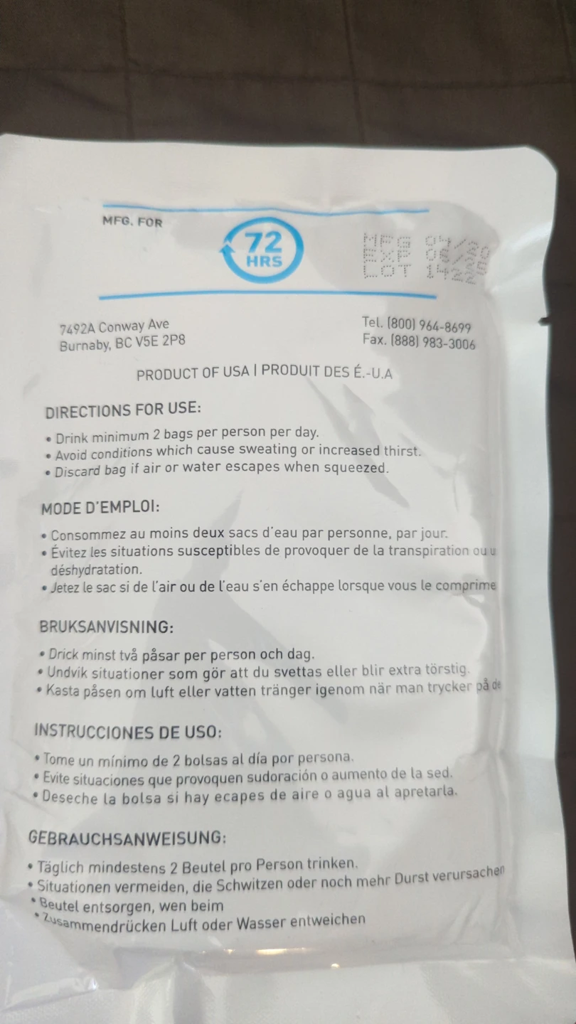 Emergency Drinking Water Pouches - photo 2