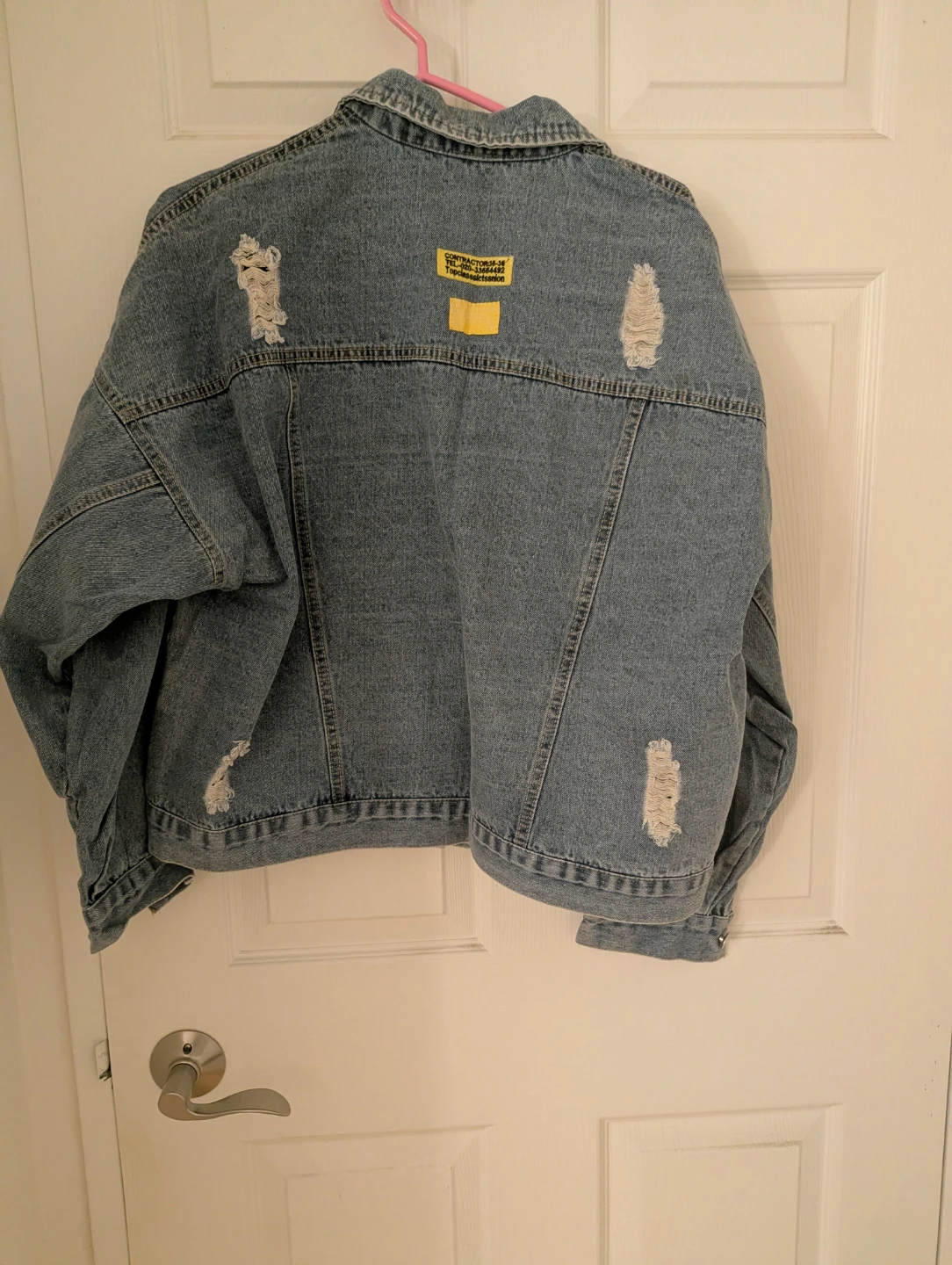 Distressed Denim Jean Jacket with Patches - photo 2