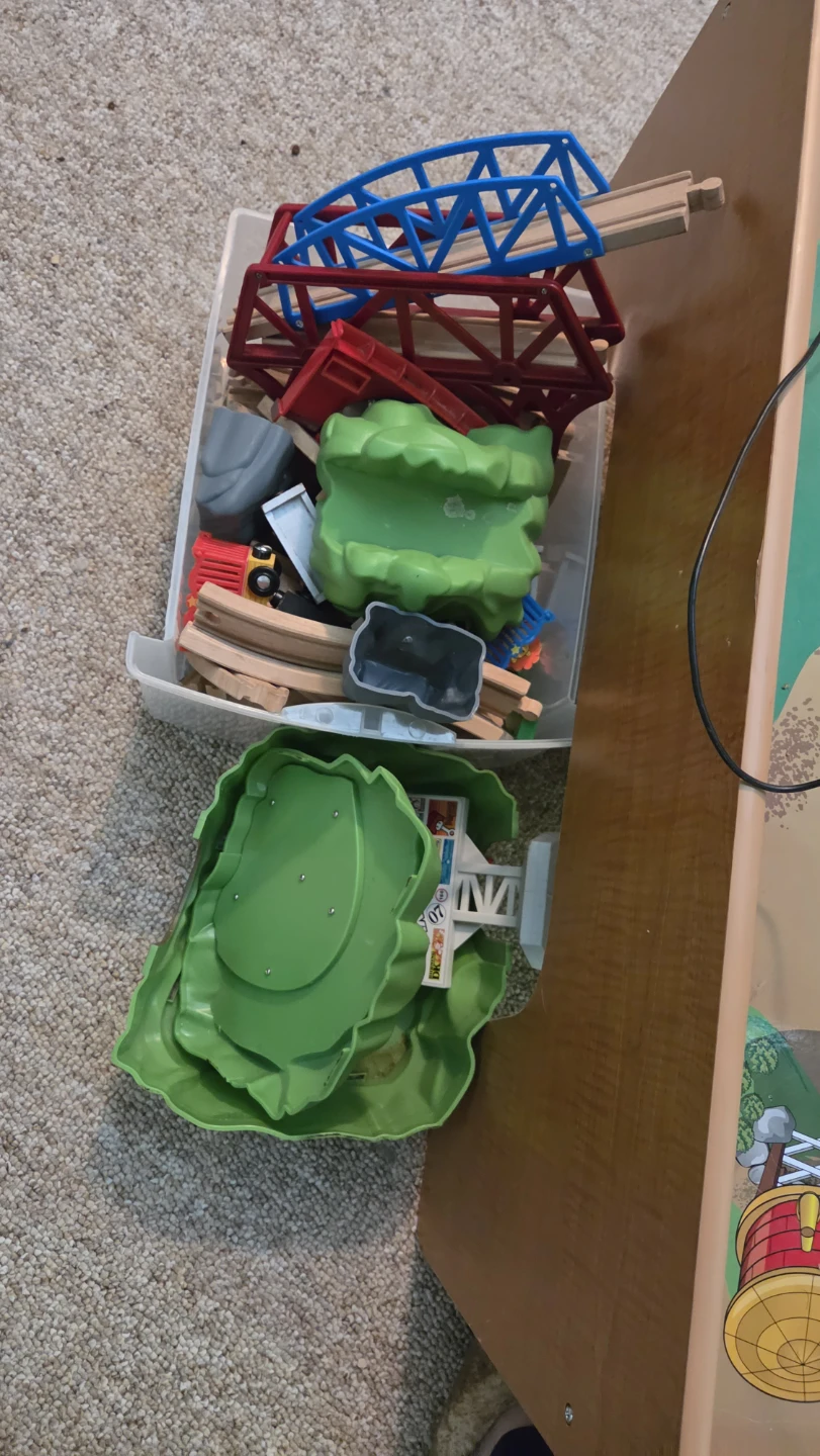 Wooden Play Table with Train Set Accessories