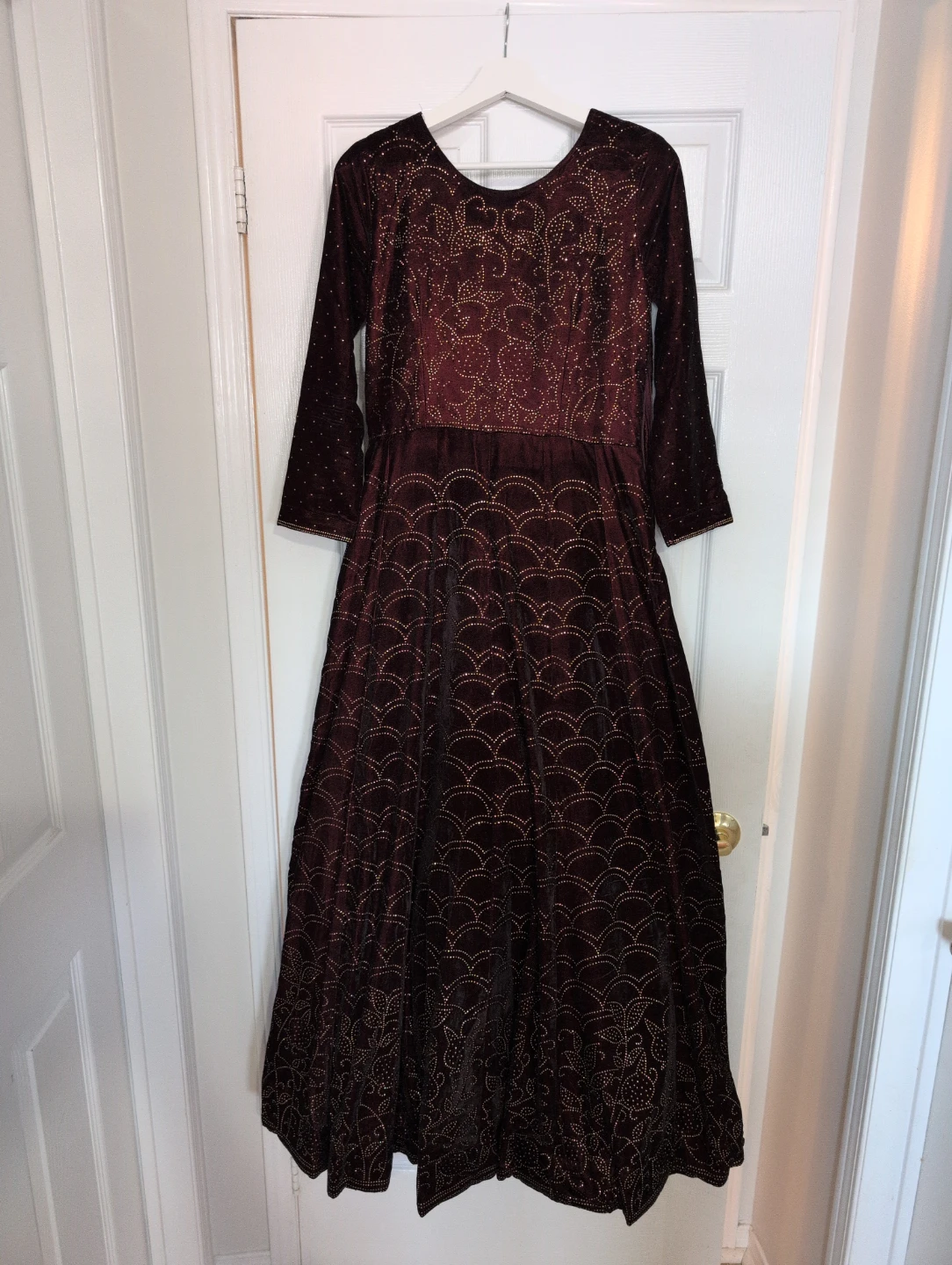 Maroon Velvet Embroidered Gown