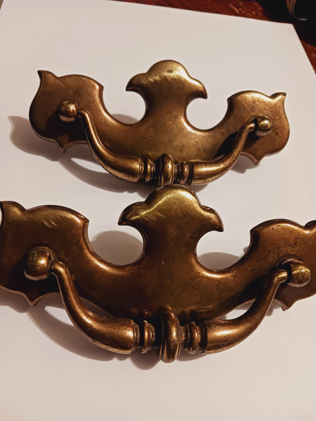 2 Vintage Brass Drawer Pulls - photo 2