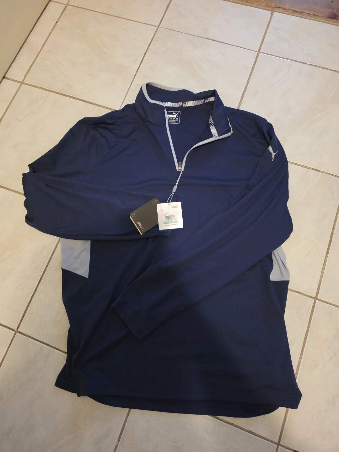 Puma Golf 1/4 Zip Pullover, Navy, Size Large