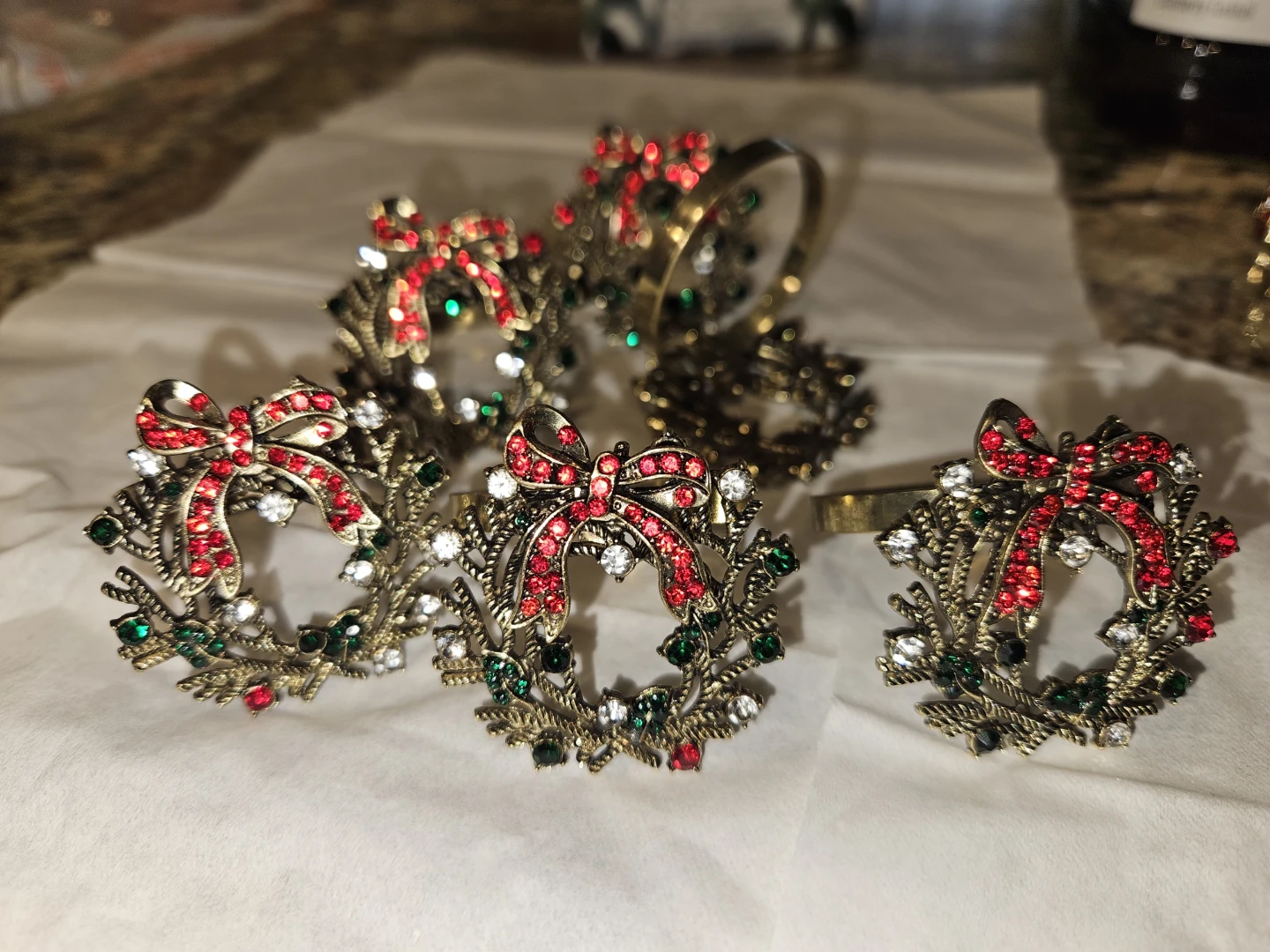 Set of 6 Christmas Wreath Napkin Rings
