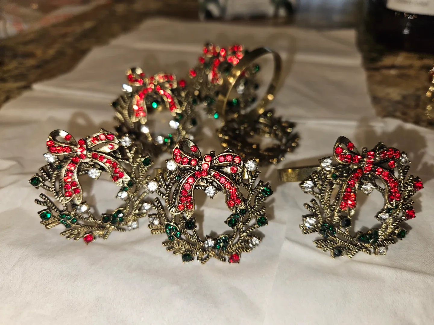 Set of 6 Christmas Wreath Napkin Rings
