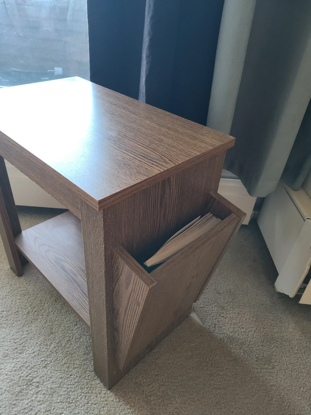 Wood Grain Side Table with Magazine Rack - photo 2
