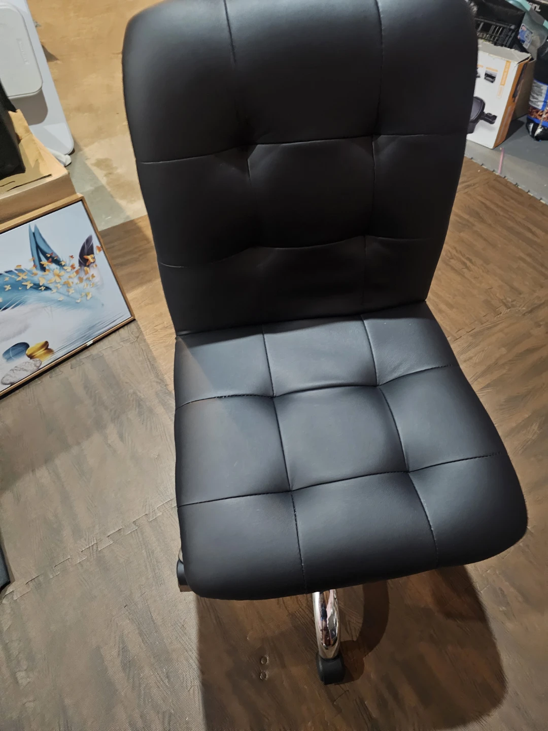 Black Tufted Armless Office Chair