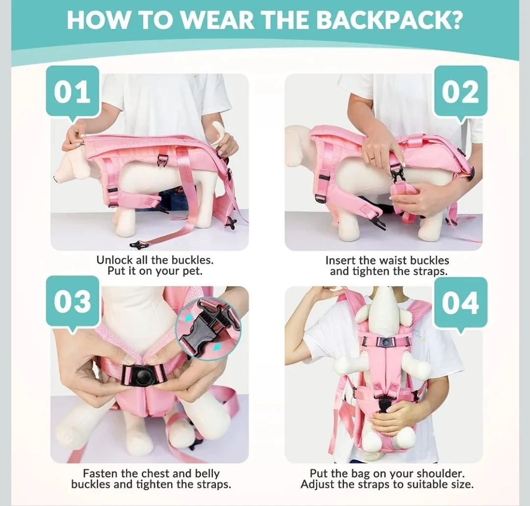Dog Carrier Backpack - Large, Pink - photo 4