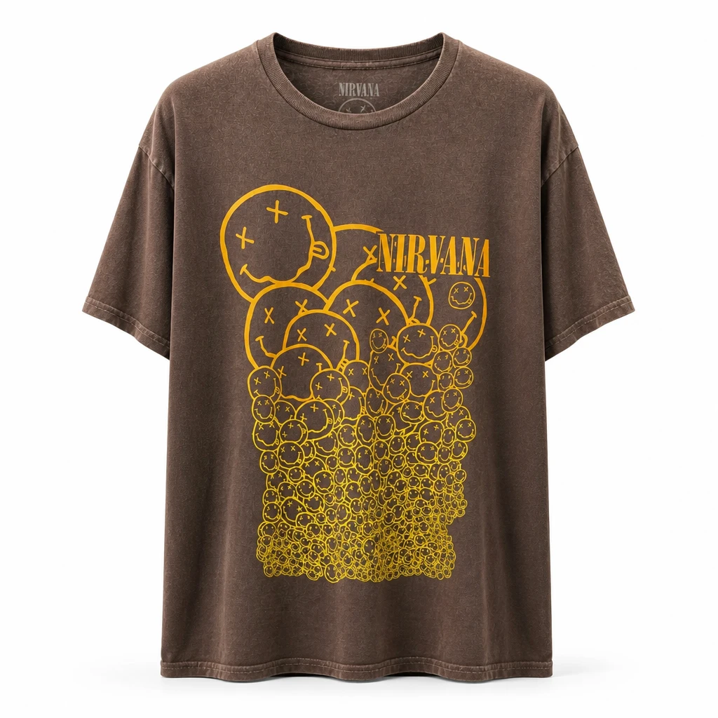 Nirvana Stacked Smiley Face Graphic T-Shirt