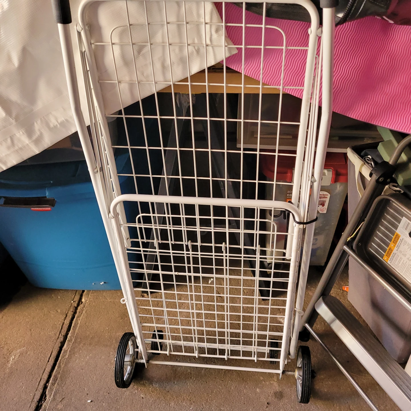 White Folding Rolling Cart with Wheels