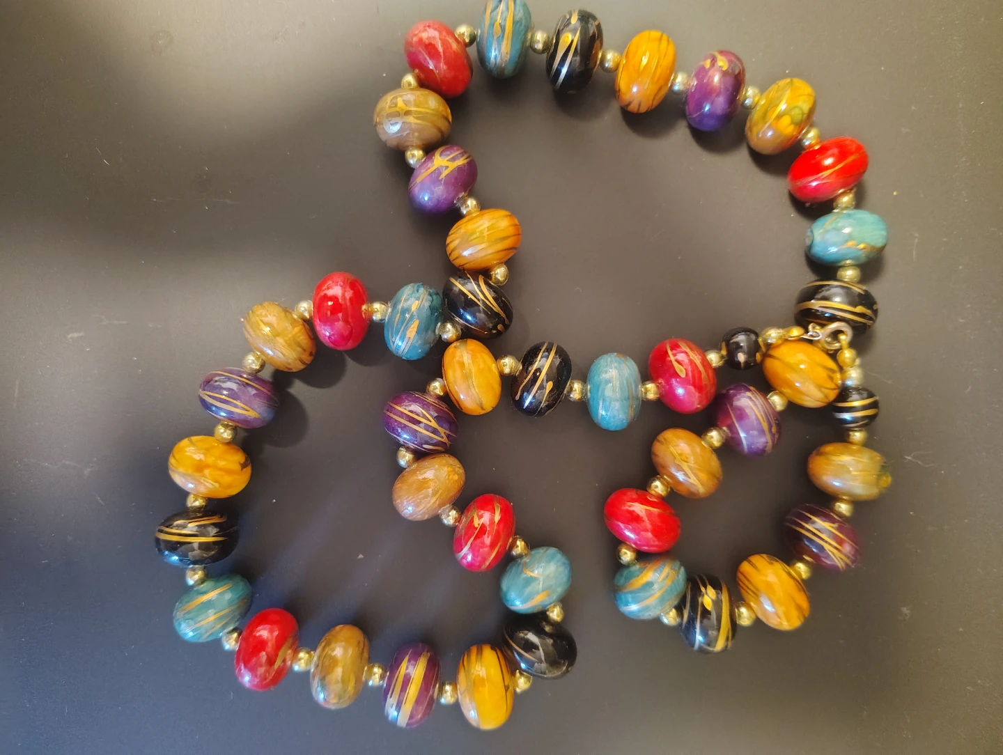 Multicoloured Swirl Bead Statement Necklace - photo 3