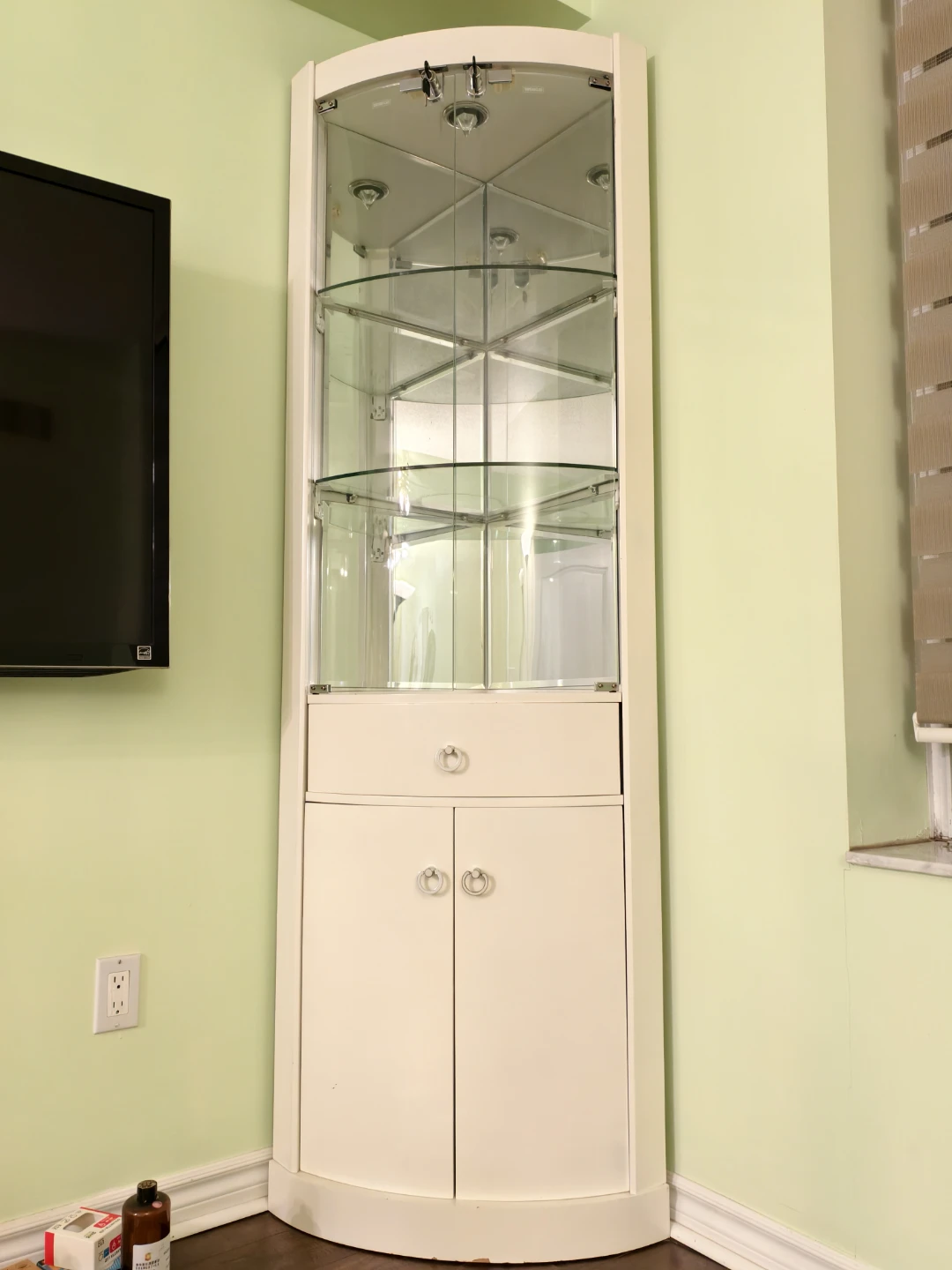 White Corner Display Cabinet