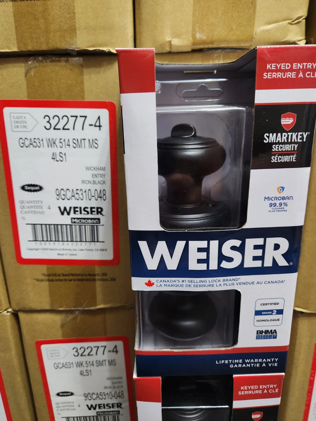 Weiser Wickham Keyed Entry Door Knob Iron Black