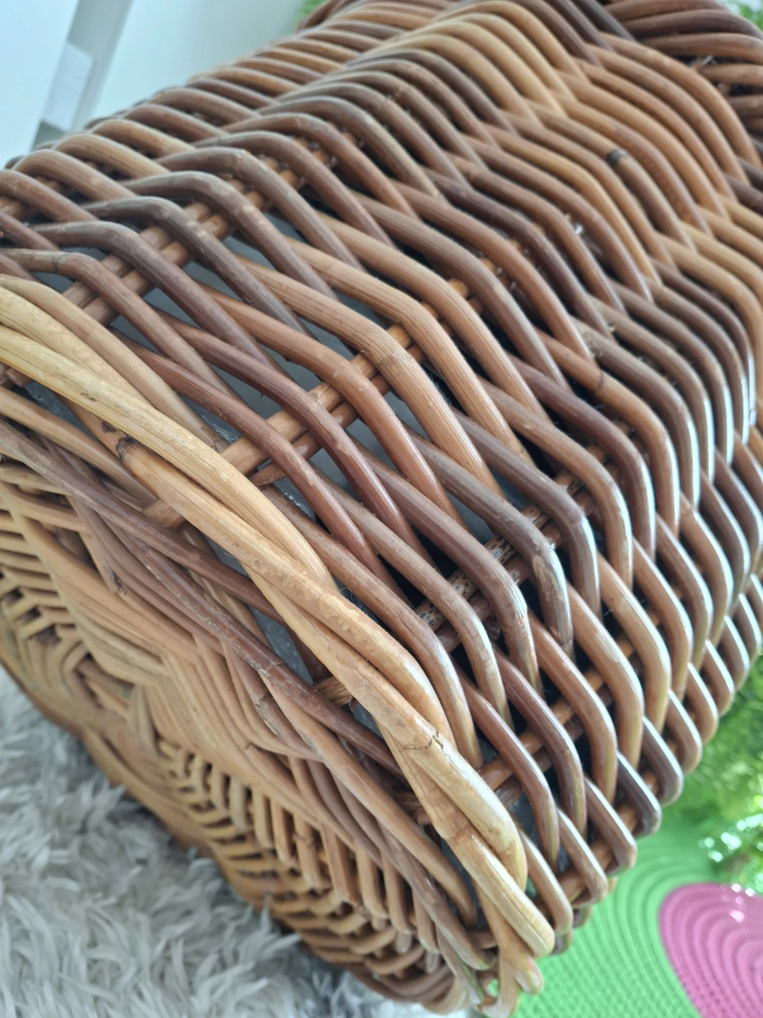 Large round wicker storage basket - photo 2