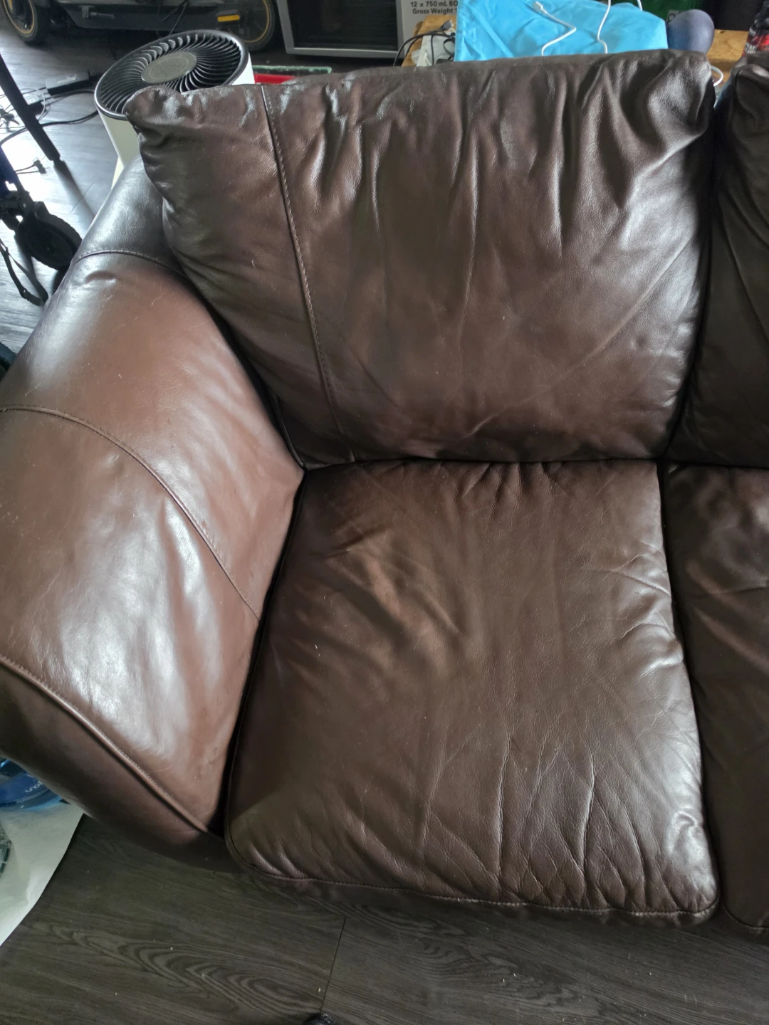 Dark Brown Leather Sofa - photo 3