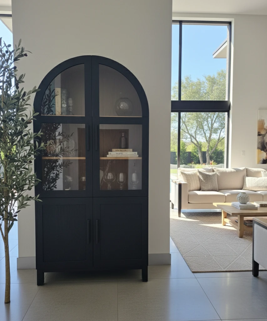 Arched Black Display Cabinet