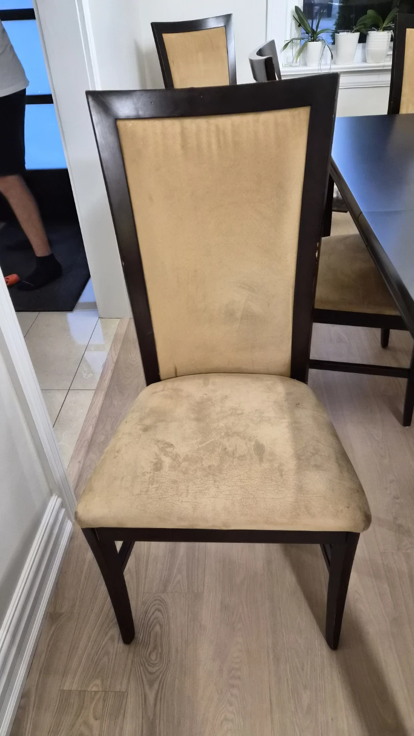 Dining Chairs (Set of 8) - Dark Wood with Beige Upholstery - photo 4