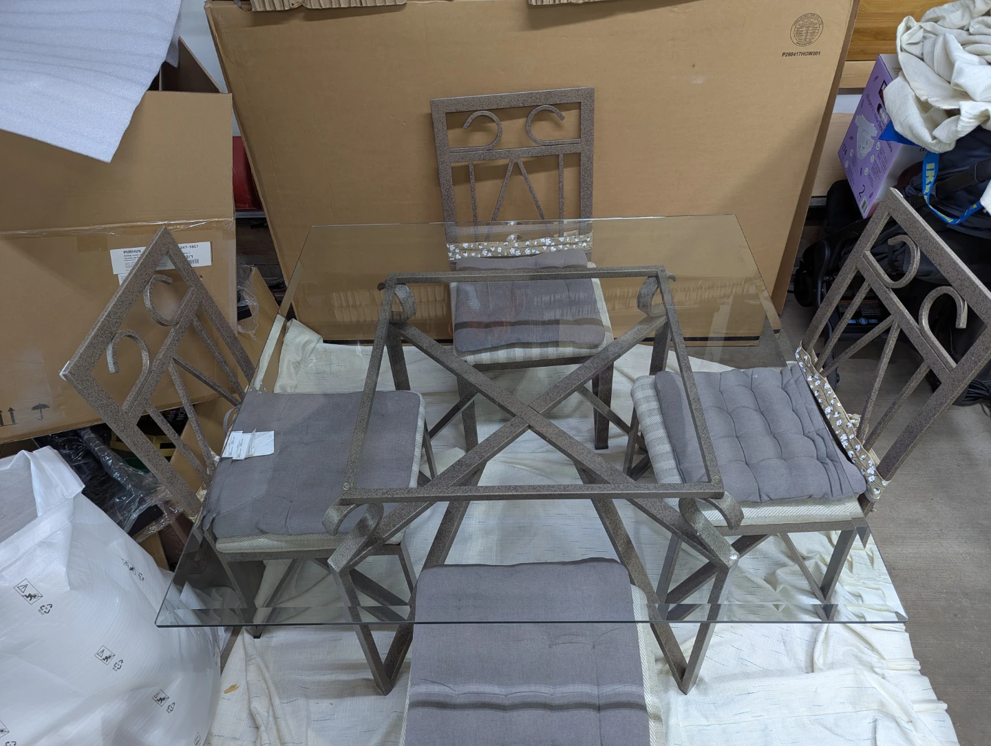 Glass Top Dining Table with 4 Chairs - photo 2